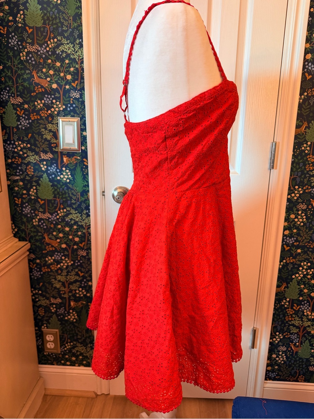 Altar'd State Red Eyelet Spaghetti-Strap Fit & Flare Mini - Picture 4 of 8